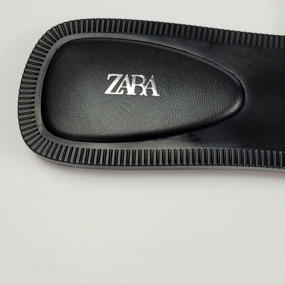 Zara Black Bow Slide Sandals Size 38 NEW With Tags Leather Airfit - Picture 4 of 10